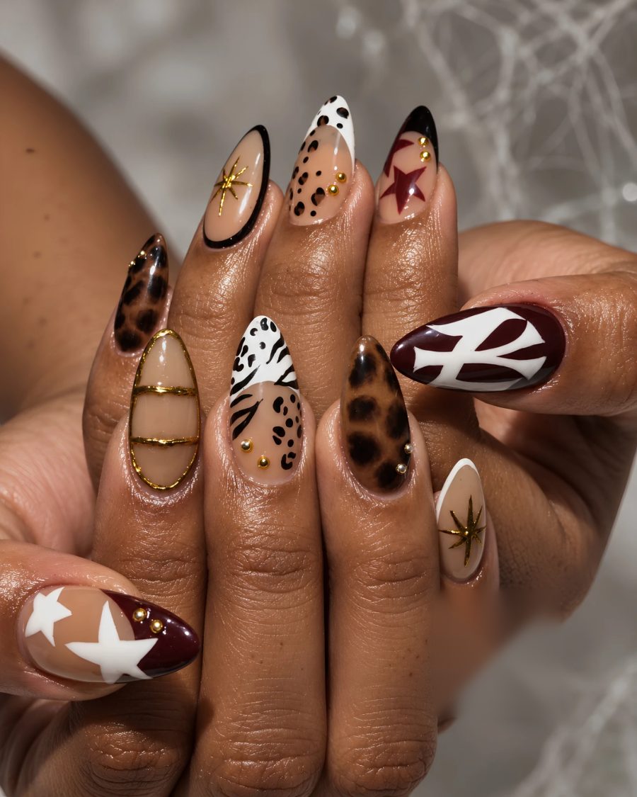 Nail da báo tông nâu